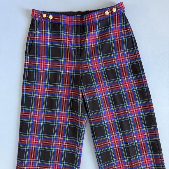 J. Crew Sydney Stewart Tartan Wool Blend Wide Leg Preppy Pants - Picture 3 of 7